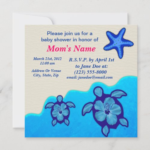 Boy Honu Baby Shower Announcements