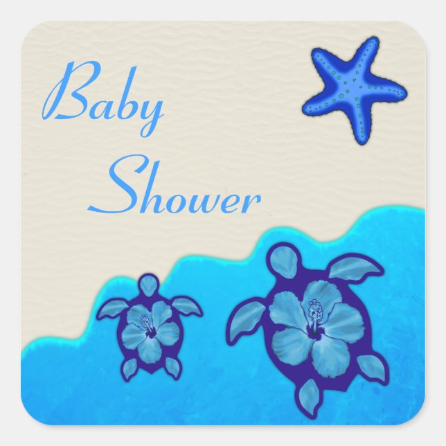 Boy Honu Baby Shower Square Sticker (Front)