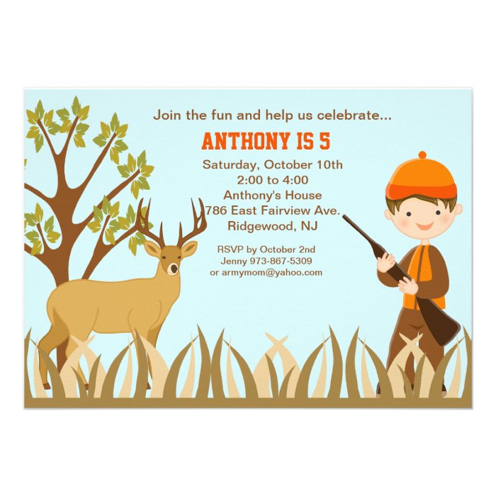 Boy Hunting In the Woods Birthday Invitation