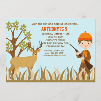 Boy Hunting In the Woods Birthday Invitation