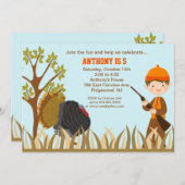 Boy Hunting Turkey In Woods Birthday Invitation (Front/Back)