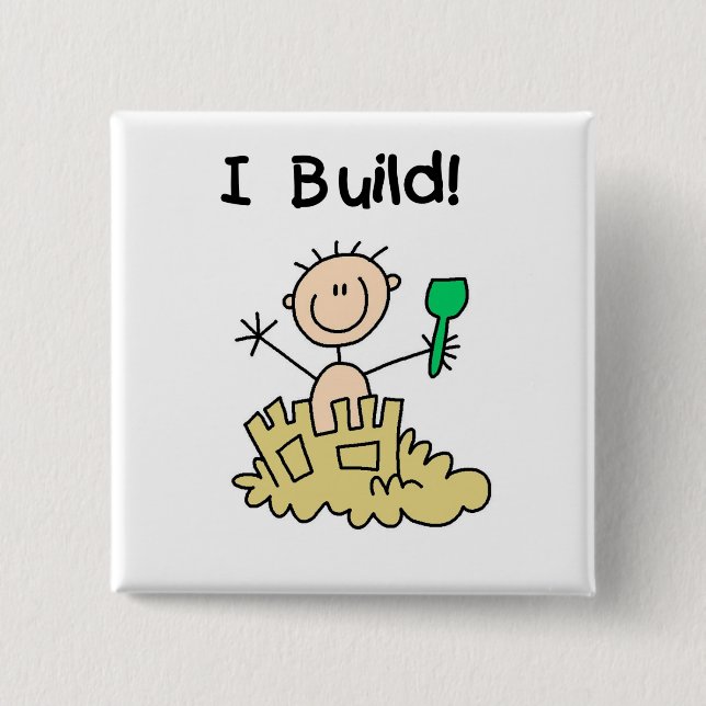 Boy I Build Castles Tshirts and Gifts Button (Front)