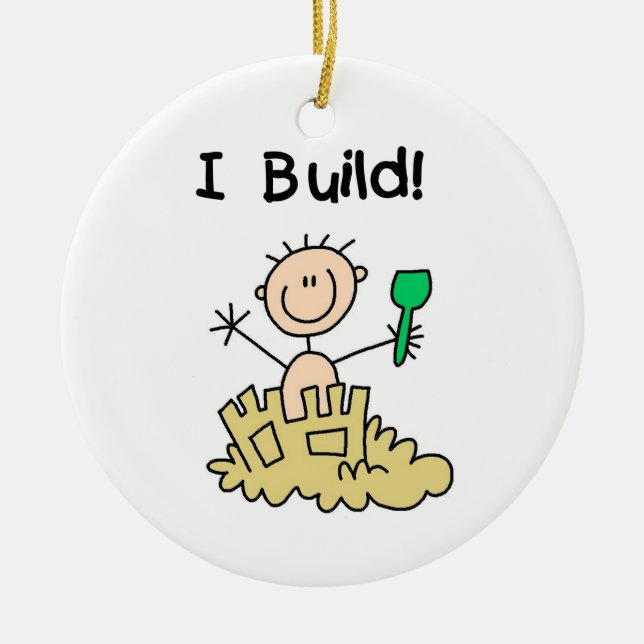 Boy I Build Ceramic Ornament (Front)