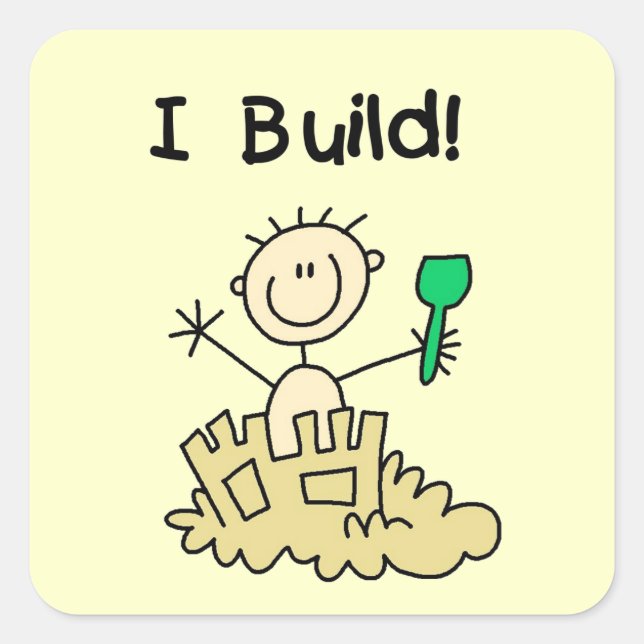 Boy I Build Square Sticker (Front)