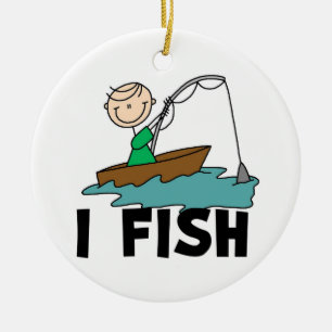 Boy I Fish Ceramic Ornament