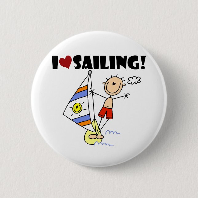 Boy I Love Sailing Pinback Button (Front)