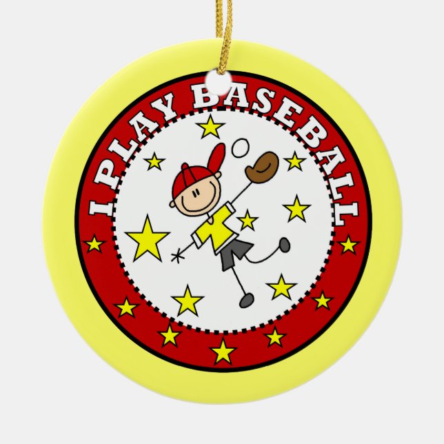 Boy I Play Baseball T-shirts and Gifts Ceramic Ornament (Front)