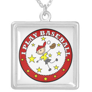 Boy I Play Baseball T-shirts and Gifts Silver Plated Necklace