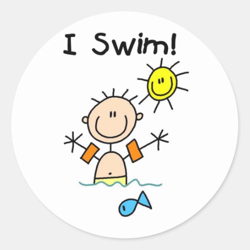 Boy I Swim T_shirts and Gifts Classic Round Sticker