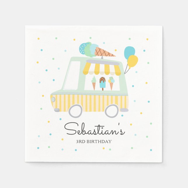 Boy Ice Cream Truck Birthday Party Decorations Napkins (Front)