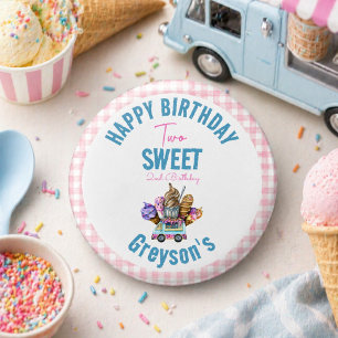 Boy Ice Cream Truck Two Sweet 2nd Birthday Party Button
