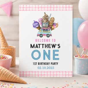 Boy Ice Cream Truck Two Sweet 2nd Birthday Party Foam Board