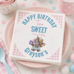 Boy Ice Cream Truck Two Sweet 2nd Birthday Party Napkins