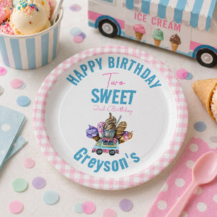 Boy Ice Cream Truck Two Sweet 2nd Birthday Party Paper Plates
