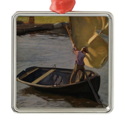 Boy in a Sailboat on the River (by Magnus Enckell) Metal Ornament