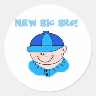 Boy in Baseball Cap New Big Bro Classic Round Sticker