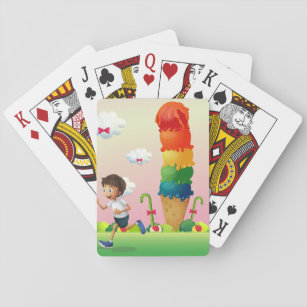 Boy In Candy Land Playing Cards