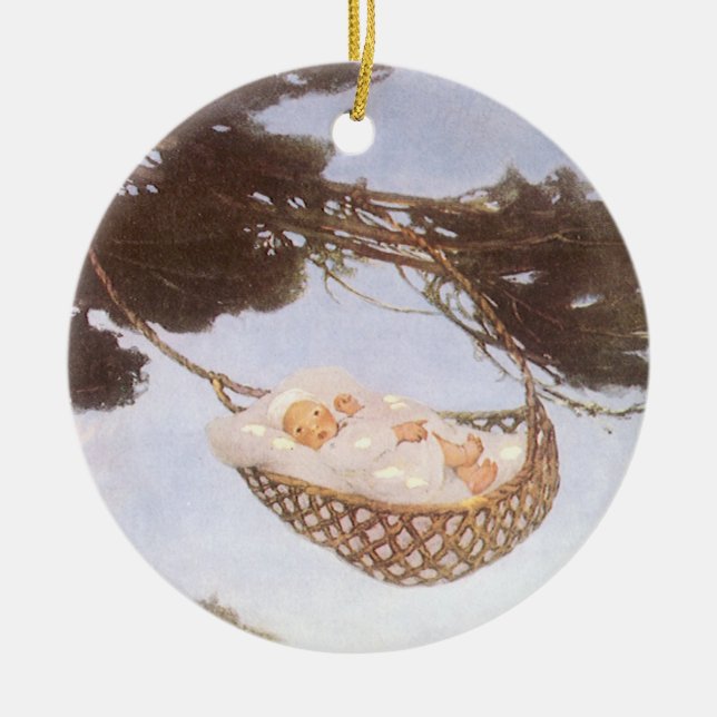 Boy in Hassoc Tree by Jessie Willcox Smith Ceramic Ornament (Front)