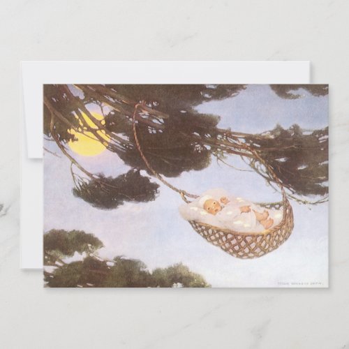 Vintage Lullaby, Rock Bye Baby Jesse Willcox Smith Personalized Announcements