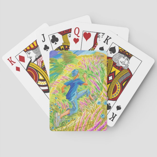 Boy in Lavender Field Poker Cards (Back)