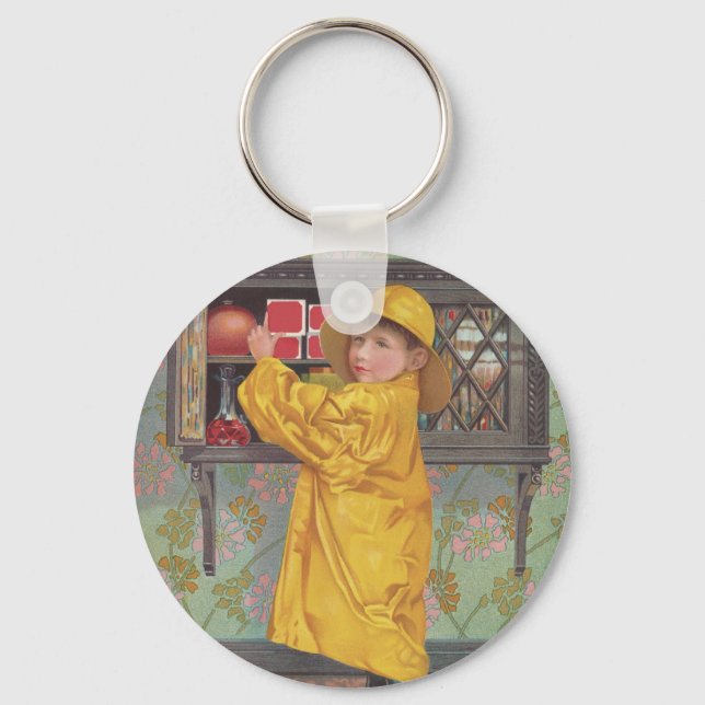 Boy in Raincoat Keychain (Front)