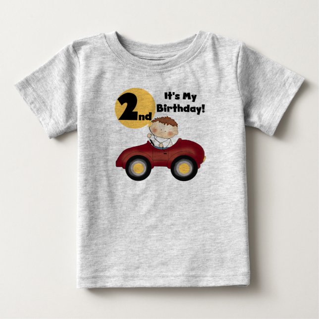 Boy in Red Car 2nd Birthday Tshirts and Gifts (Front)