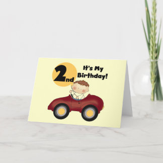 Boy in Red Car 2nd Birthday Tshirts and Gifts Card