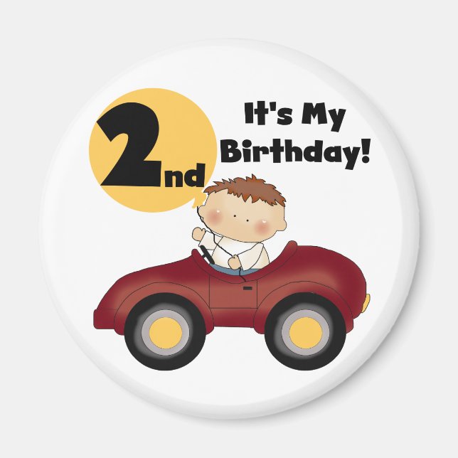 Boy in Red Car 2nd Birthday Tshirts and Gifts Magnet (Front)