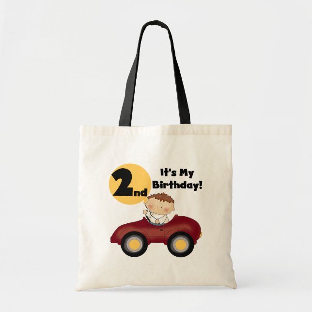 Boy in Red Car 2nd Birthday Tshirts and Gifts Tote Bag (Front)
