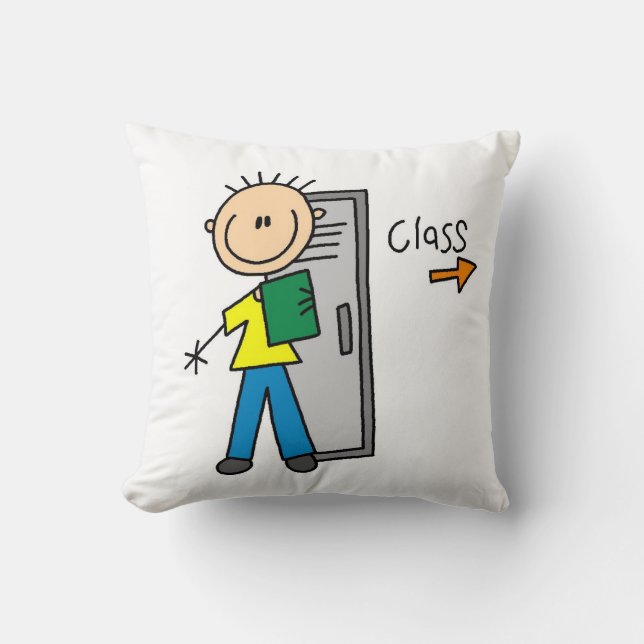 Boy in School Throw Pillow (Front)