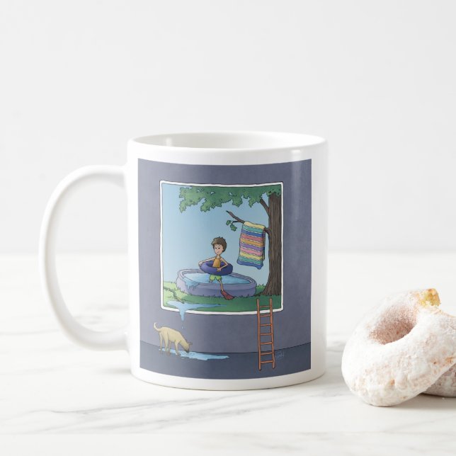  Boy in the kiddie pool Coffee Mug (With Donut)