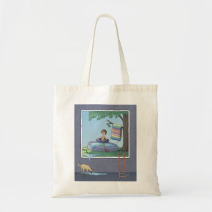 Boy in the kiddie pool Tote Bag