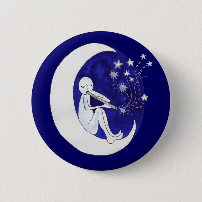 Boy in the moon pinback button (Front)