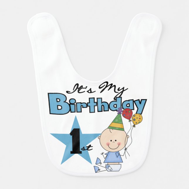 Boy It's My 1st Birthday Bib (Front)