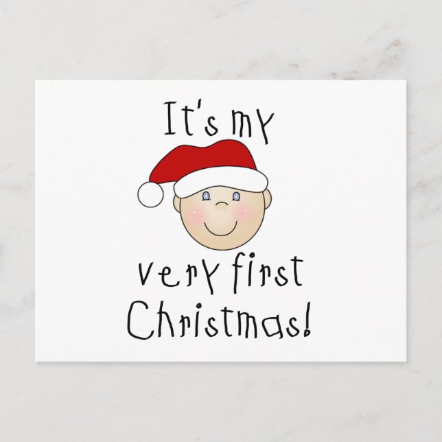 Boy It's My Very First Christmas Tshirts and Gifts Holiday Postcard (Front)
