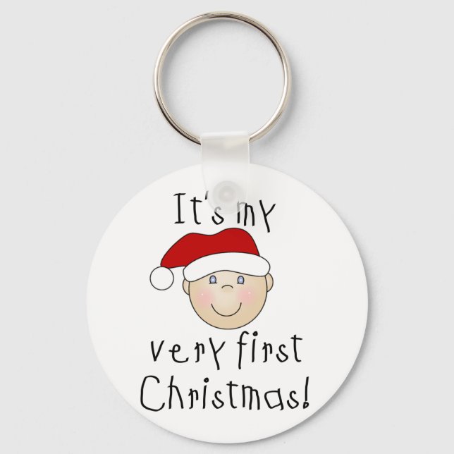 Boy It's My Very First Christmas Tshirts and Gifts Keychain (Front)