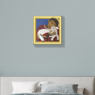 Boy Jesus Good Shepherd Canvas Photo Tile