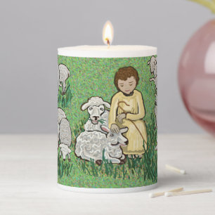 Boy Jesus Good Shepherd Pillar Candle