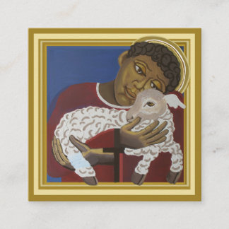 Boy Jesus Good Shepherd Square Business Card