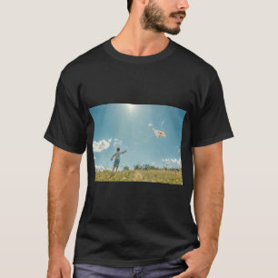 Boy Joyfully Flying a Kite T-Shirt