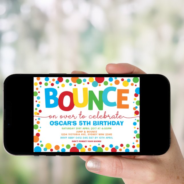 Boy Jump Birthday Bounce House Trampoline Party Invitation (Front Digital)