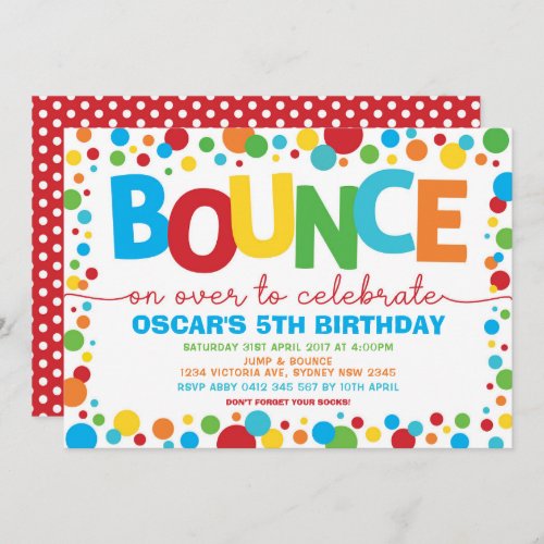 Boy Jump Birthday Bounce House Trampoline Party Invitation