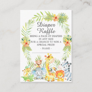 Boy Jungle Animals Baby Shower Diaper Raffle Enclosure Card