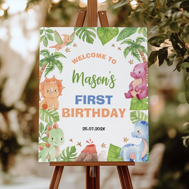 Boy Jungle Dinosaur Birthday Party Welcome Sign (Creator Uploaded)