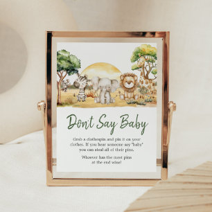 Boy Jungle Safari Animals Don't Say Baby Poster