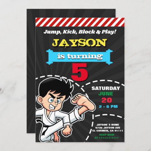 BOY KARATE KID BIRTHDAY INVITATION TEMPLATE