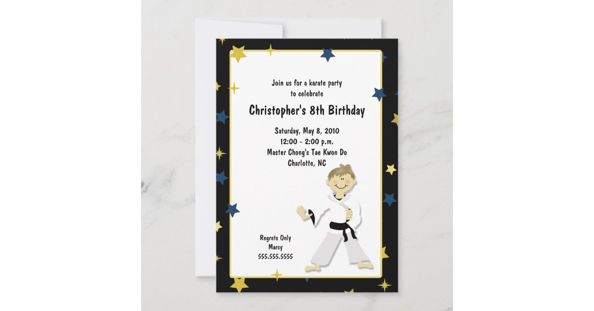 BOY KARATE MARTIAL ART BIRTHDAY PARTY INVITATION Zazzle