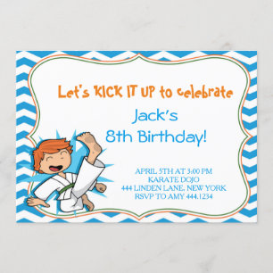 Boy Karate Martial Arts Birthday Party Invitations