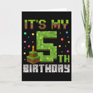 Boy Kid Birthday Party It's My 5th Birthday Gamer Card