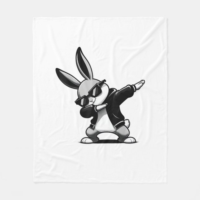 Boy Kid Easter Day Dabbing Bunny Rabbit Hip Hop Ea Fleece Blanket (Front)